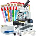 United Scope. AmScope 40X-1000X Portable LED Monocular Student Microscope, Slide Preparation Kit, Cards M150C-SP14-EXCL1